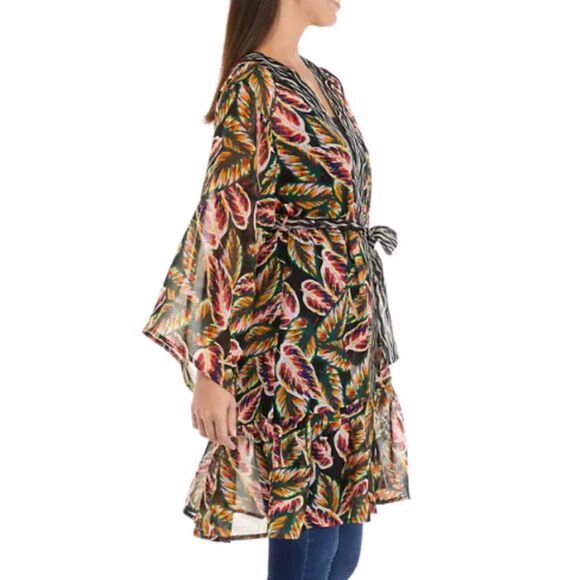 Vince Camuto Island Spice‎ Self-Belt Topper OS Coverup Kimono Wrap Robe - Picture 1 of 9